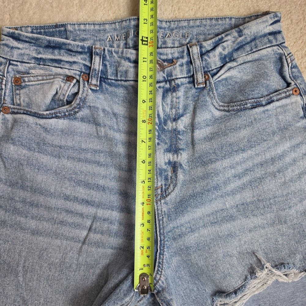 American Eagle Jeans Women Size 8 Curvy 90s Straight Med Blue Denim Distressed - Picture 3 of 10
